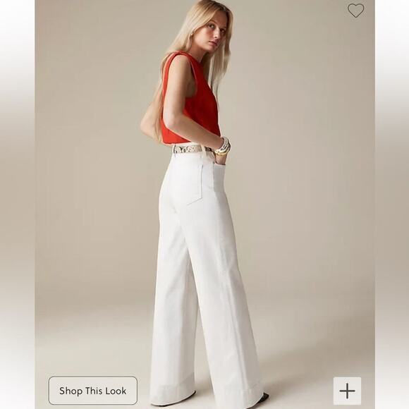 J. Crew‎ Petite Five Pocket Wide Leg Jean in White Wash Size 32P BM812 New - Picture 5 of 15
